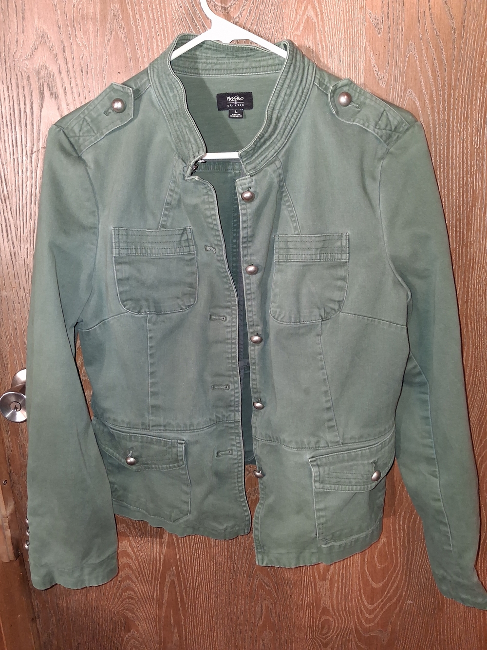 No Boundaries Olive Green Military-Style Utility Jacket
